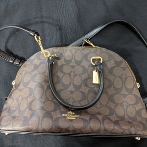 Signature Coach Satchel, brown and black
